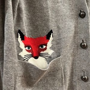Kate Spade grey fox cardigan size XS